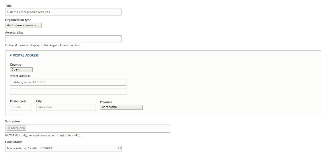 EMS edit page